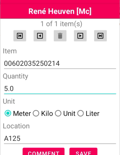 Bonview inventory data entry screen